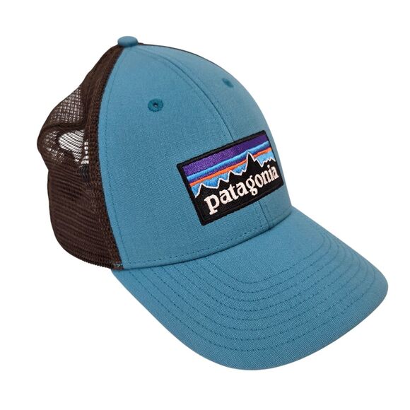 Patagonia Other - Patagonia Teal Blue SnapBack Mesh Ball Cap Truckers Hat Spellout Logo EUC